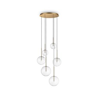 Netlighting Equinoxe 6 Light Cluster Pendant Ceiling Light Brass in Gold