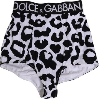 Dolce & Gabbana White Leopard Nylon High Waist Girdle Womens Underwear