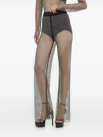 Patrizia Pepe embellished trousers - women - Cotton/glass/Polyester/Elastane - 42 - Black