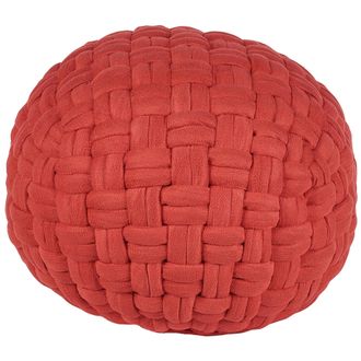 Beliani Beliani - Puf De Terciopelo Rojo 45 X 35 Cm Relleno De Eps Hecho A Mano Reposapi&eacute;s Otomana Hopa