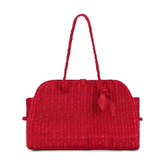 Jacquemus Tassen, Dames, Rood, ONE Size, Le Chiquito Raffia Top Handle Bag