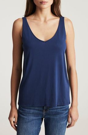 Mavi Lace Trim Jersey Tank in Medieval Blue at Nordstrom, Size X-Small
