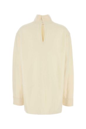Jil Sander Womens Cream Wool Blend Blouse Chalk Exterior: Nylon Maglie