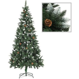 vidaXL Rbol De Navidad Artificial Con Pi&ntilde;as Y Brillo Blanco 210 Cm Vidaxl