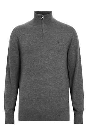 AllSaints Kilburn Funnel Neck Wool Blend Quarter Zip Sweater in Carter Grey at Nordstrom, Size Small