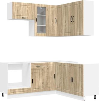vidaXL Unidad De Cocina Porto 8 Uds. Roble Sonoma Madera De Ingenier&iacute;a Vidaxl