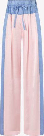 Serena Bute Satin Wide Waistband Jogger - Pale Pink and Cornflower Blue