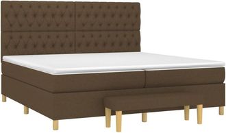 vidaXL Vidaxl - Cama Box Spring Con Colch&oacute;n Tela Marr&oacute;n Oscuro 200x200 Cm