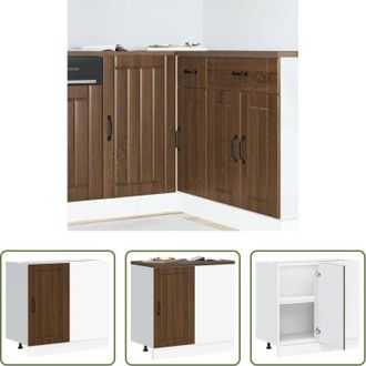 vidaXL Armadietto cucina - Mobile base da cucina Lucca Rovere Marrone in Legno Multistrato