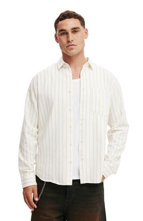 Cotton On Mens Luca Long Sleeve Shirt in Off White Stripe at Nordstrom, Size Xx-Large