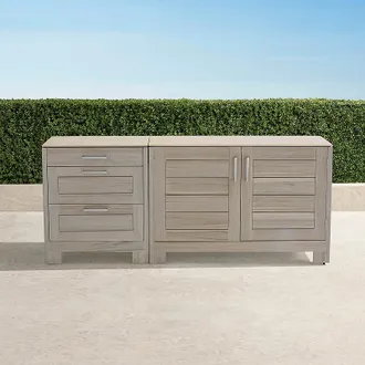 Frontgate St. Kitts 2-pc. Outdoor Kitchen Set in Weathered Teak - Frontgate
