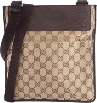 Gucci Pre-owned Cross Body Bags, female, Beige, Size: ONE SIZE Pre-owned Vintage Canvas Cross Body Bag