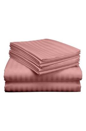 Luxury Home Dobby Stripe Bed Sheet Set in Blush at Nordstrom Rack, Size Queen