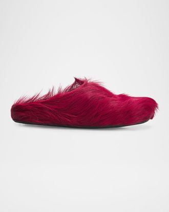 Marni Men & apos;s Fussbett Calf Hair Sabot Mules