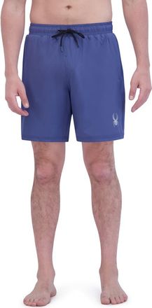 Spyder 7-Inch Volley Swim Shorts in Gray/Blue at Nordstrom Rack, Size X-Large
