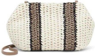 Brunello Cucinelli White Beige Woven Stripe Bag