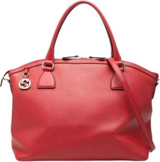 Gucci Pre-owned Shoulder Tote Bag - Dames - Vintage Handtas - Rood - ONE Size - Leer - Vintage