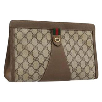 Gucci Pre-owned Clutches, female, Beige, Size: ONE SIZE Pre-owned Vintage GG Canvas Clutch