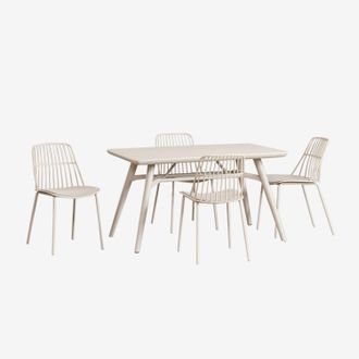 Sklum Set De Mesa Rectangular 135x80 Cm Scand Y 4 Sillas De Jard&iacute;n Maeba Sklum