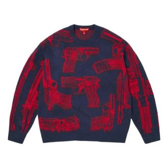 SUPREME SS26 Guns Sweater Navy SUP-SS26-367-NVY