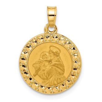Diamond2Deal 14k Yellow Gold Polished Hollow St Anthony Medal