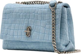 Marc Jacobs Womens Crocodile-Embossed Leather Shoulder Bag Blue Cowhide