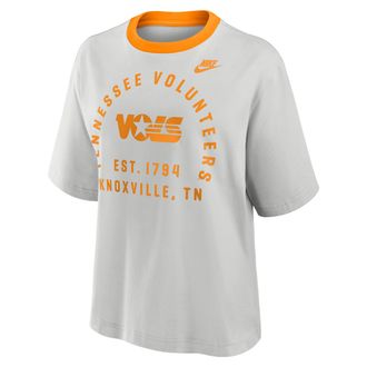 Nike Tennessee Legacy Arch Script Boxy Nike Womens College T-Shirt in Grey | 01CM0DJCTNV-5GU