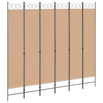 vidaXL Divisor De Habitaci&oacute;n De 6 Paneles Beige 240 X 220 Cm Tela Vidaxl