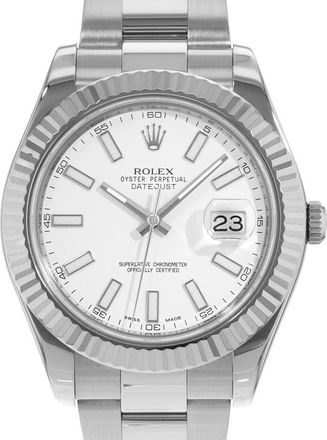 Rolex Pre-owned Rolex Datejust II Automatic Chronometer White Dial Mens Watch 116334 WSO