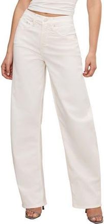 Good American Good Barrel High Waist Relaxed Barrel Twill Pants in Cloud White at Nordstrom Rack, Size 14