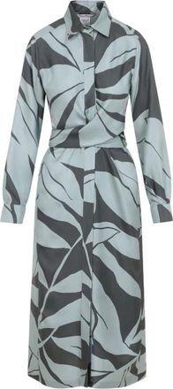 Max Mara Light Green Floral Print Shirt Dress