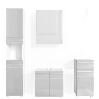 Vicco Conjunto De Muebles De Ba&ntilde;o Freddy, Blanco Alto Brillo, 4 Piezas