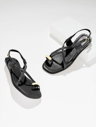 Talbots Gena Ring Suede Sandal - Black - 5 1/2 M Talbots