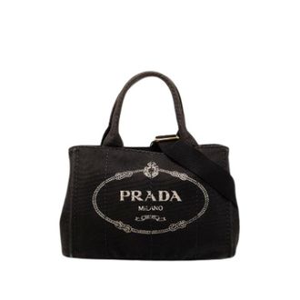 Prada Pre-owned Tote Bags, female, Black, Size: ONE SIZE Pre-owned Canvas Satchel
