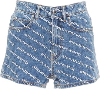 Alexander Wang Bite Crystal Logo Mini Shorts