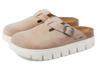 Birkenstock Papillio by Birkenstock Boston Chunky Platform Clog Womens Clog Shoes Warm Sand : EU 37 (US Womens 6-6.5) Narrow, Suede