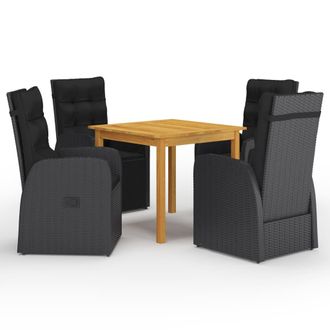 vidaXL Juego De Comedor Para Jard&iacute;n 5 Piezas Negro Vidaxl
