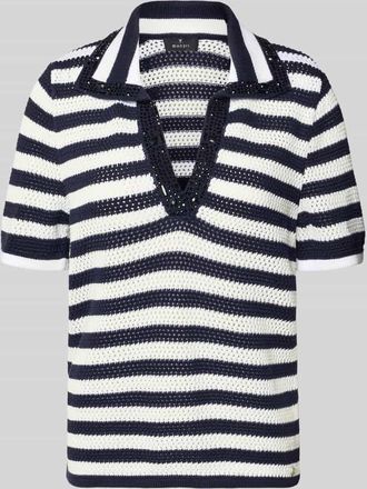 Monari Regular Fit Poloshirt in Strick-Optik in Marine Melange, Gr&ouml;&szlig;e 34