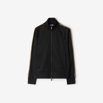 Burberry Check Trim Cotton Blend Track Jacket