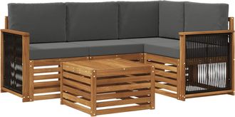 vidaXL Conjunto De Sof&aacute;s De Exterior 5 Uds. Natural Y Antracita Vidaxl