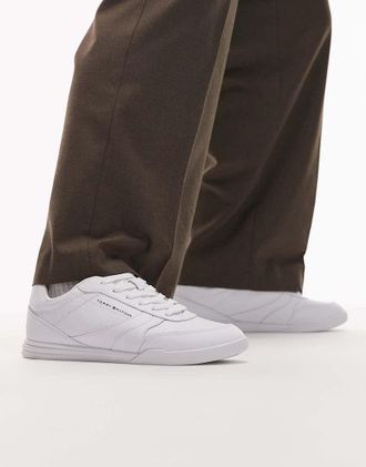 Tommy Hilfiger Sneakers bianche in pelle con suola cupsole e logo-Bianco
