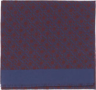 Ferragamo Hook Pattern Fringed Wool Scarf