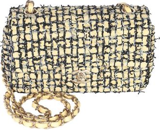 Chanel Black, Yellow Tweed Mini Rectangular Flap Bag (Authentic Pre-Loved)