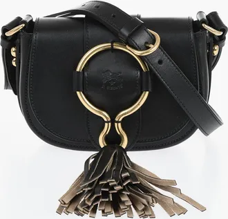 IL BISONTE Leather Crossbody Bag With Maxi Tassel Il Bisonte