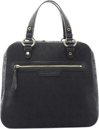 Bulgari Pre-owned Logo Mania Canvas Leder Handtas - Dames - Vintage Handtas - Zwart - ONE Size - Leer - Vintage