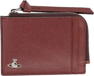 Vivienne Westwood Compact Brown Calf Leather Wallet With Zippered Compartment