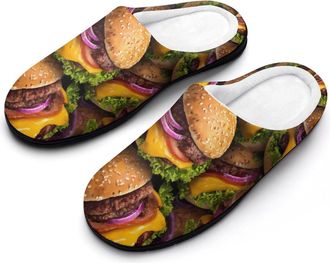 Generic Hamburgers Funny Mens Cotton Slippers Shoes Novelty Soft Non-Slip Sole Home Shoe