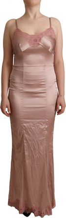 Dolce & Gabbana Womens Slip Dress Maxi Vneck - Rose Gold - Size EU 38 (Womens)