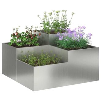 Berkfield Home Beautiful Garden Planter 100x100x48 cm Galvanised Steel in Grey | Size: 100 x 100 x 48 cm