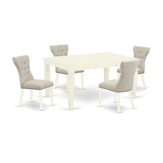 East West Furniture Dining Room Set Linen White, WEGA5-WHI-35